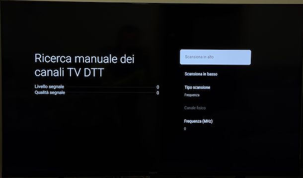 Sintonizzazione manuale Smart TV Sony