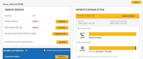 Area clienti Kena Mobile