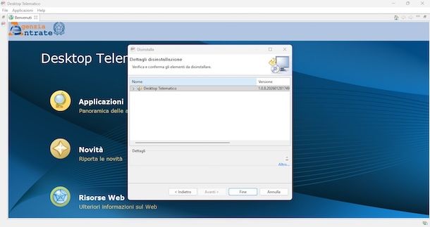 Disinstallare Desktop Telematico su PC