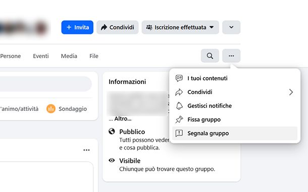 Segnalazione Facebook da computer