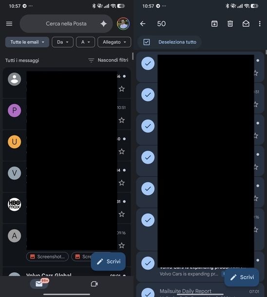Eliminare tutte email Gmail Android