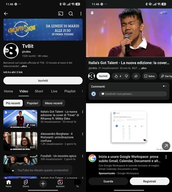Rivedere programmi TV8 YouTube