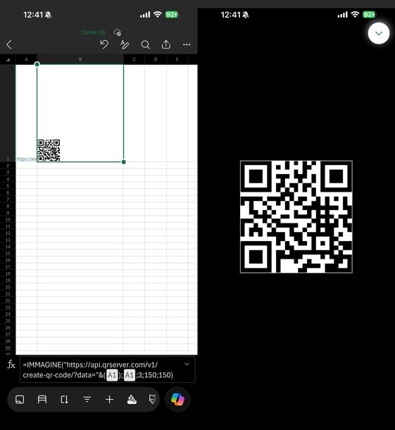 Generare QR Code Excel iOS