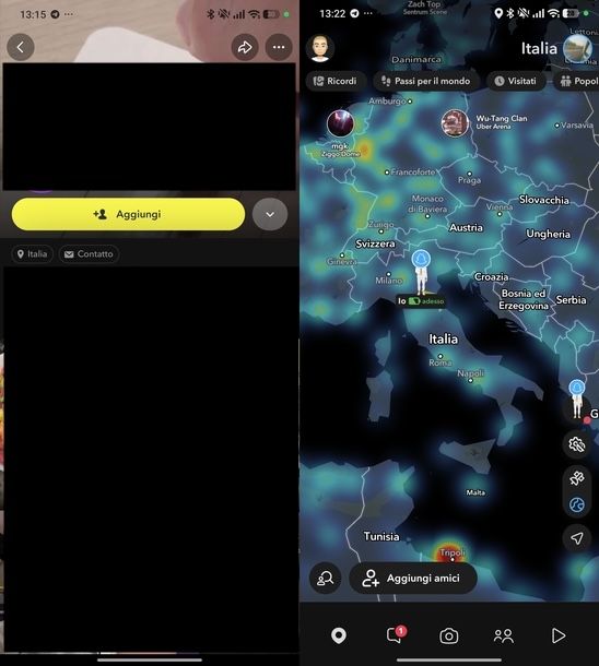 Trovare amici Snapchat Sportlight