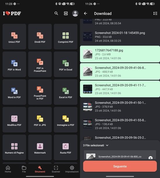 Convertire JPG in PDF iLovePDF Android