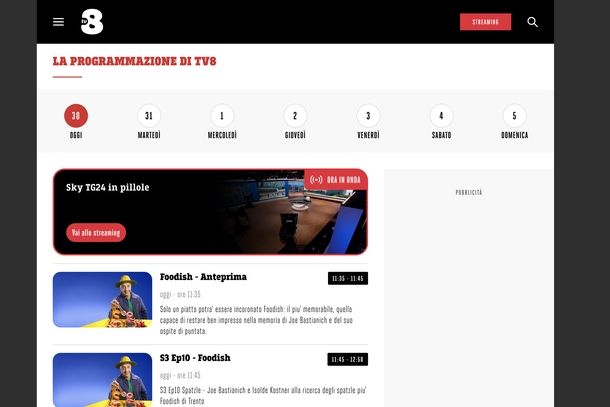 Rivedere programmi TV8 replica