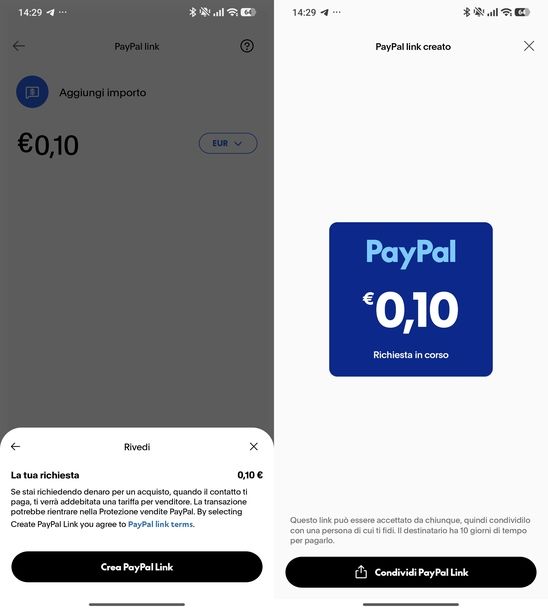 Come inviare link PayPal per farsi pagare app