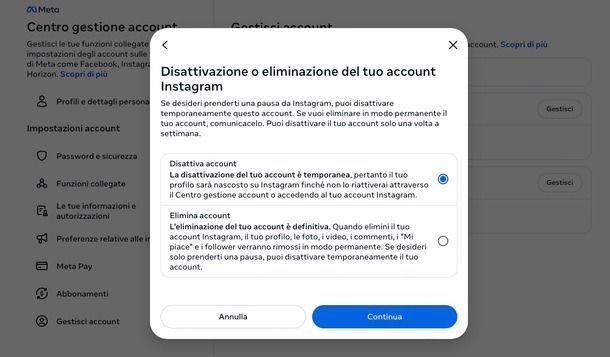 eliminare account multipli Instagram PC
