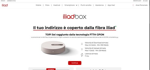 iliad fibra copertura