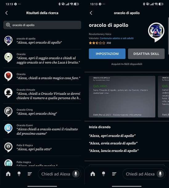 Oracolo di apollo skill Alexa