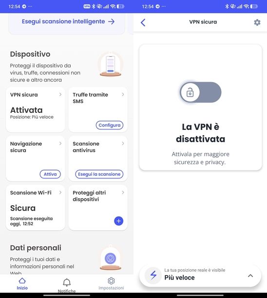 Disattivare VPN McAfee Android