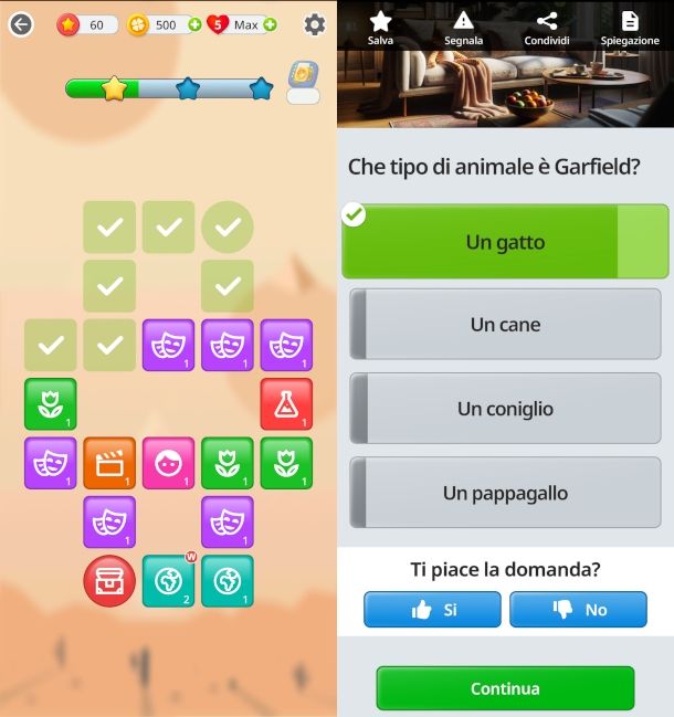 schermate app QuizzLand