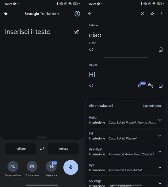 Tradurre testo con Google Traduttore Android