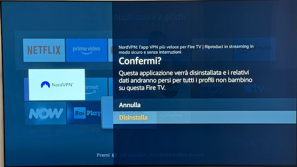 Disinstallare NordVPN Amazon Fire TV Stick