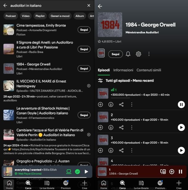 schermate app Spotify