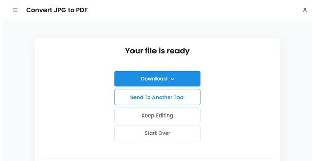 Convertire JPG in PDF TinyWow