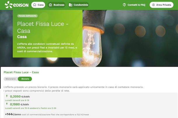 Offerte luce Edison
