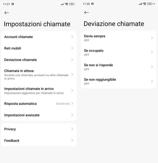 Deviazione chiamate