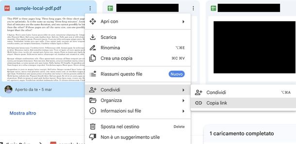 Creare link PDF Google Drive