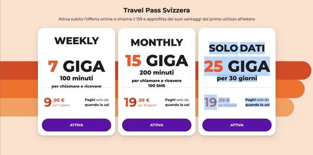 WINDTRE Travel Pass Svizzera