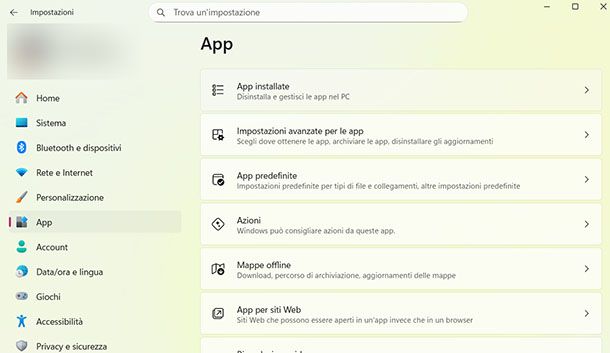 Disinstallare programma