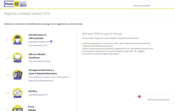 Registrazione PosteID