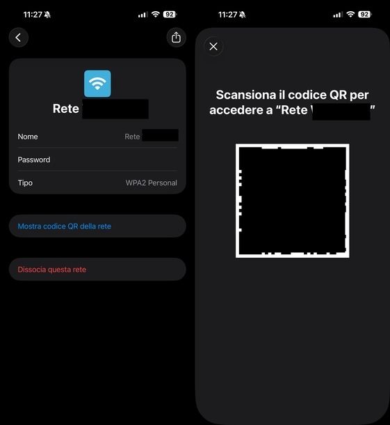 Scoprire QR code password Wi-Fi iOS