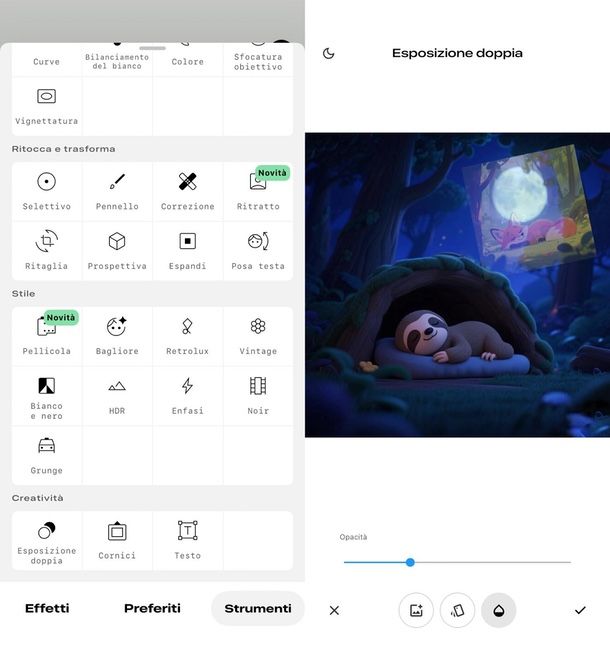 Snapseed sovrapporre due foto