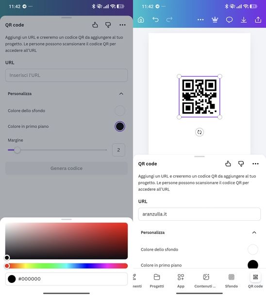 Creare QR Code Canva Android