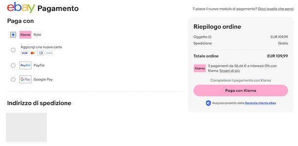Pagare con Klarna su eBay