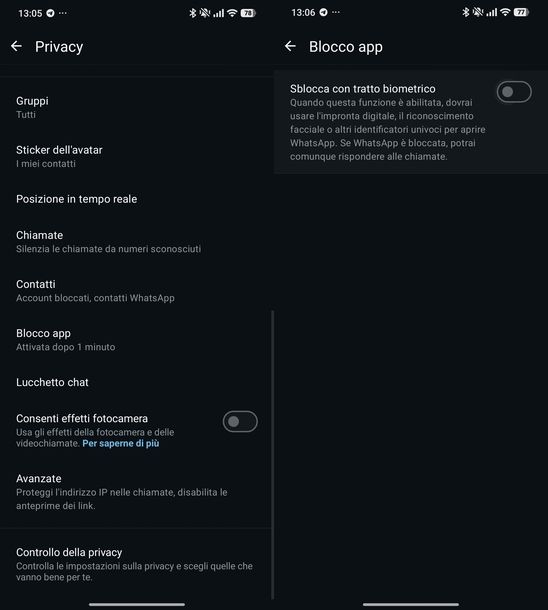 Togliere lucchetto app WhatsApp Android