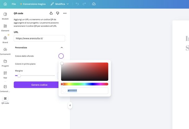 Creare QR Code Canva Web