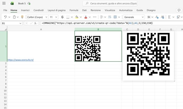 Generare QR Code Excel Online