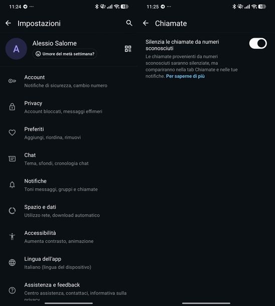 Bloccare chiamate sconosciute WhatsApp Android