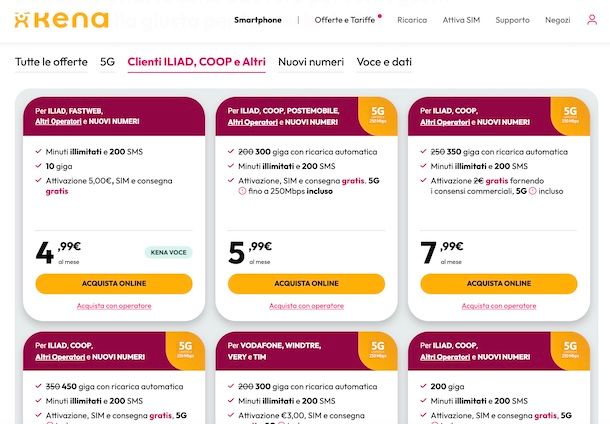 Offerte per passare da Iliad a Kena Mobile