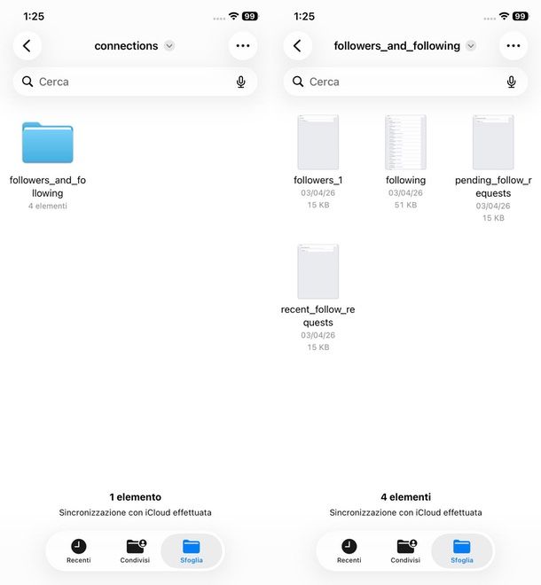 aprire backup dati follower e richieste Instagram