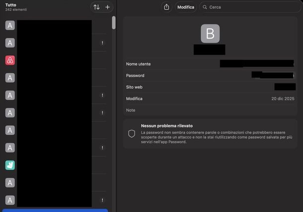Vedere password salvate macOS