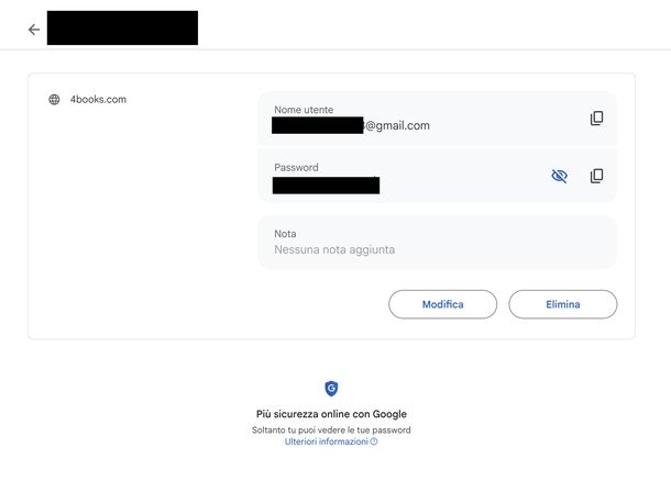 Vedere password salvate Google
