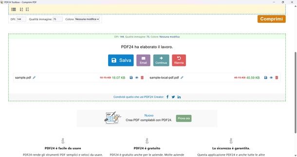 Diminuire dimensioni PDF PD24 Creator Windows
