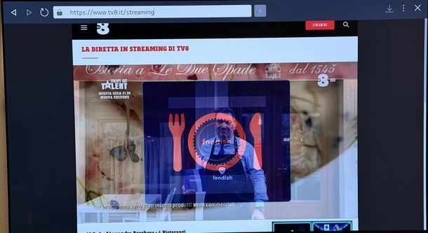 Vedere TV8 Smart TV LG browser