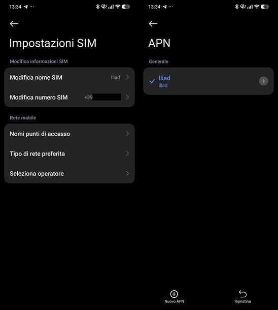 Configurare APN Iliad Xiaomi