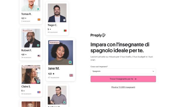pagina sito Web Preply