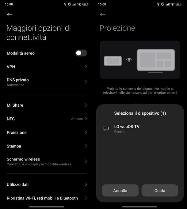 Duplicazione schermo Xiaomi su TV