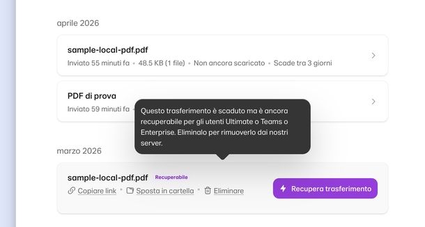 Scaricare WeTransfer scaduto