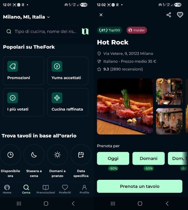 App per ristoranti