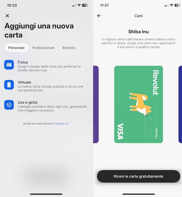 Fare carta virtuale Revolut