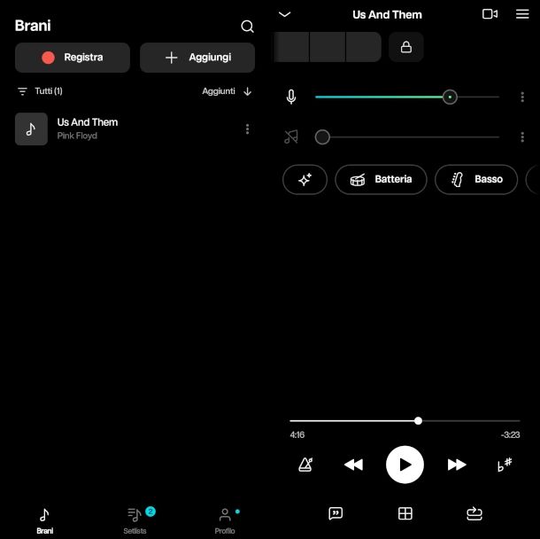 schermate app Moises