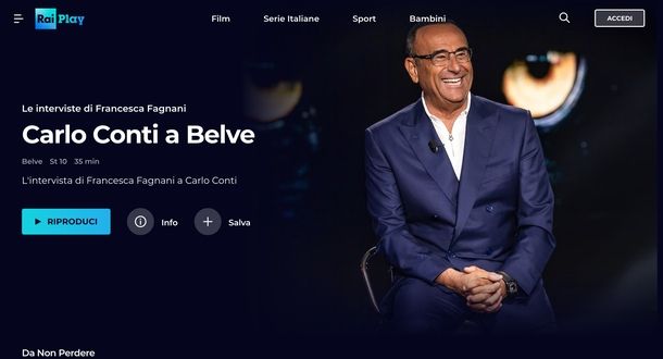 RaiPlay sito Web
