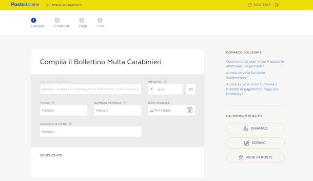 multa carabinieri su sito Poste