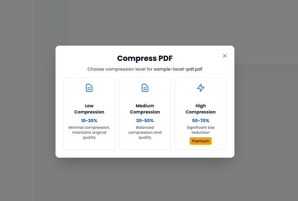 Diminuire dimensioni PDF TinyWow